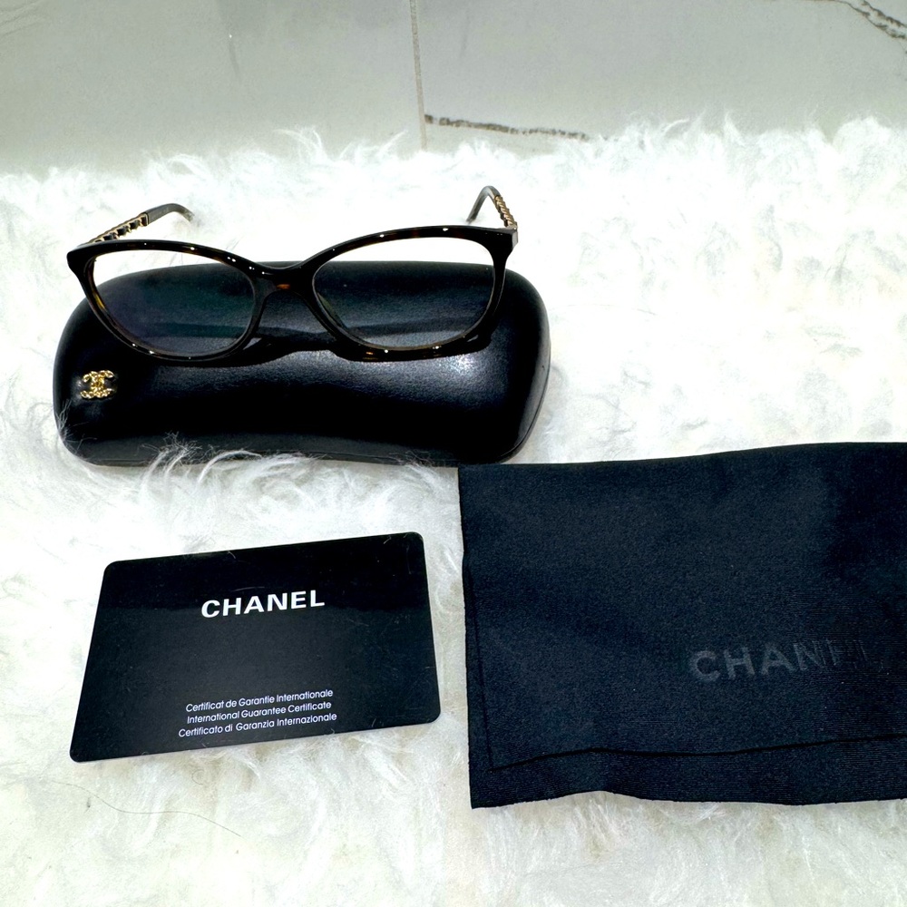 Chanel Black Reading Eyeglasses with Chain Detail